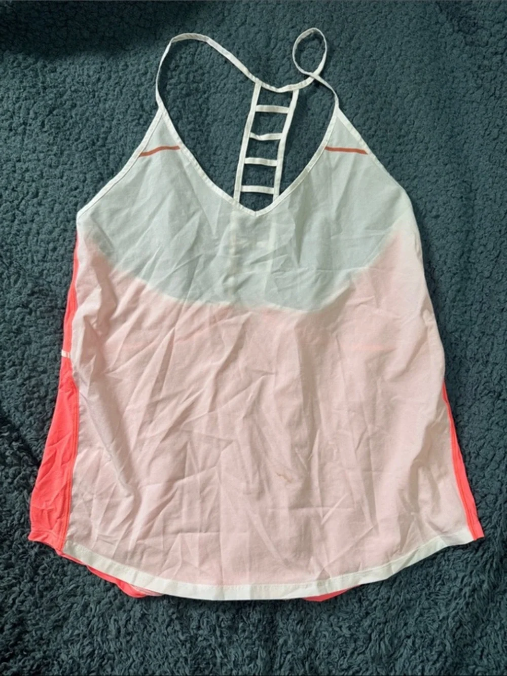 lululemon athletica White and Coral Ladder-Back Tank Top